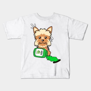 Naughty Yorkshire Terrier Spilled Wasabi Kids T-Shirt